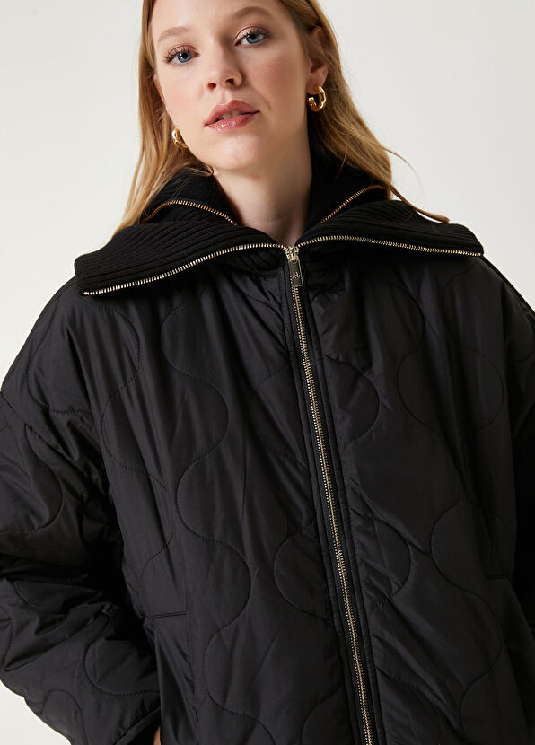 Beymen Club Black Knit Collar Coat - 2