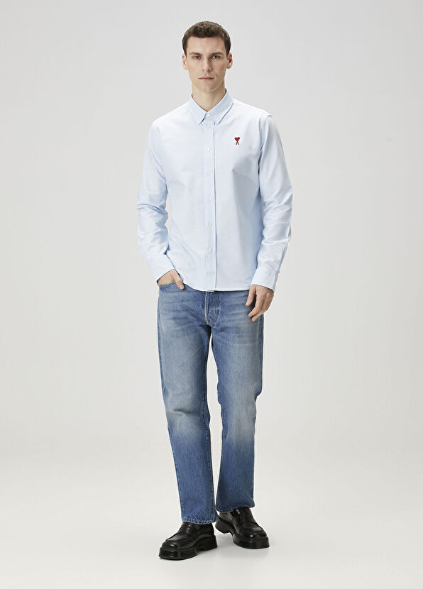 Mavi Logo Nakışlı Gömlek - Görsel 3