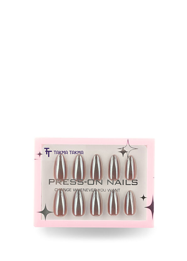 Takma Takma Gümüş Kısa Badem 30'lu Protez Takma Tırnak MKBD1741 - 1