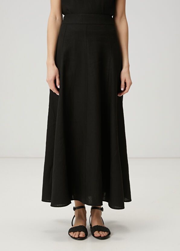 Beymen Club Siyah Maksi Keten Etek - 2