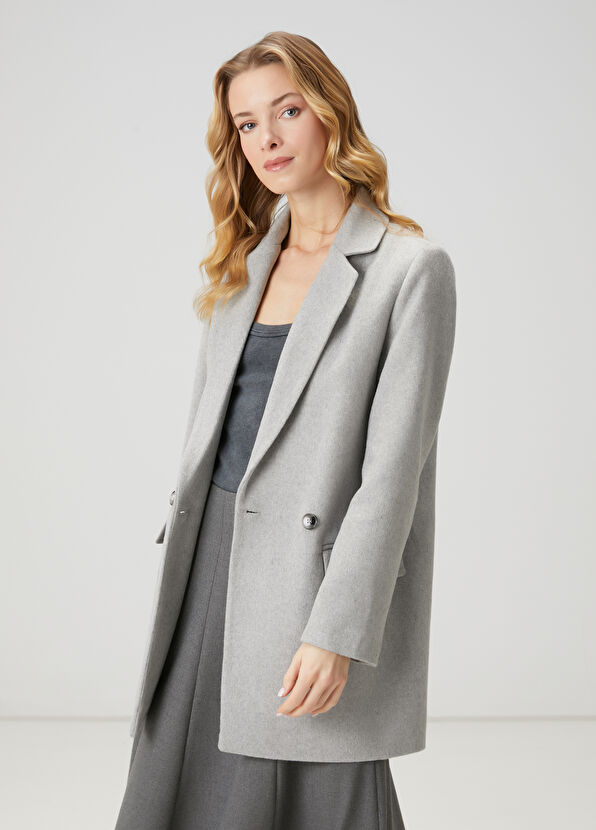 Beymen Club Grey Double-Breasted Coat - 1