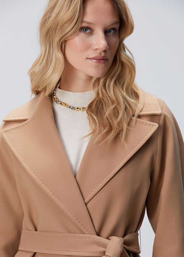 Camel Astarlı Manto - Görsel 3