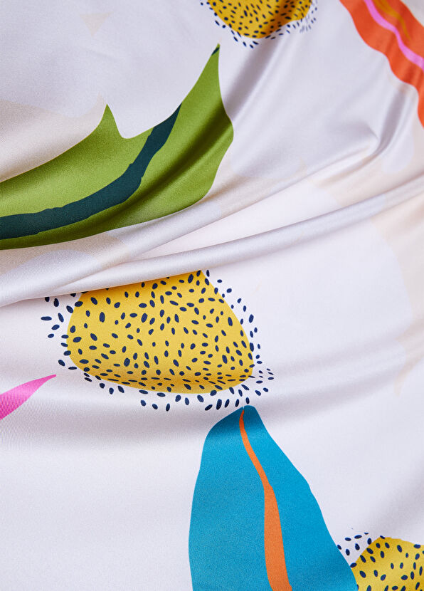 Beymen Club Beyaz Desenli 90x90 Eşarp - 2