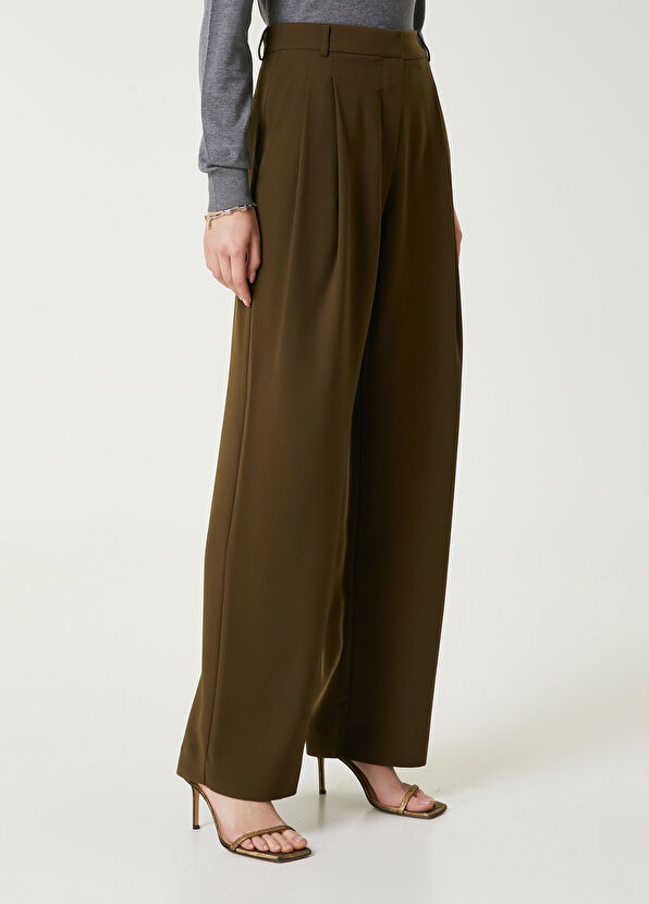 Beymen Club Khaki Crepe Palazzo Pants - 4