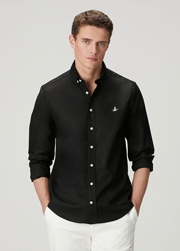 Beymen Club Comfort Fit Black Oxford Shirt - 1