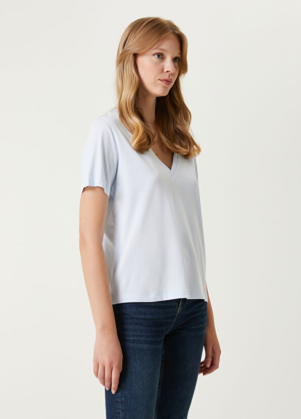 Beymen Club Light Blue Basic T-Shirt - 4