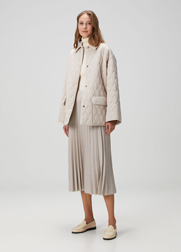 Agnona Cream Midi Wool Knitwear Skirt - 1