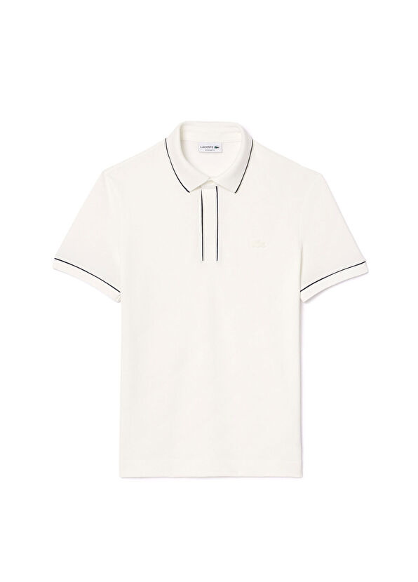 Paris Beyaz Pamuklu Polo Yaka Regular Fit Kısa Kollu Erkek T-shirt - Görsel 2