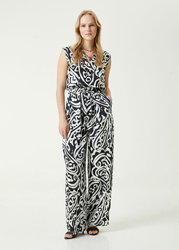 Beymen Club Siyah Beyaz Şal Desenli Uzun Tulum - 1