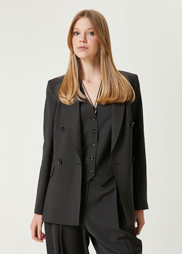 Beymen Club Anthracite Double-Breasted Blazer - 1