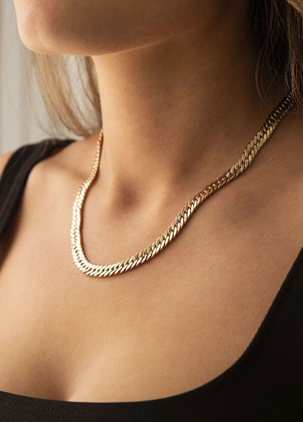 Hallow Gurmet 14 Ayar Altın Unisex Zincir Kolye - Görsel 4