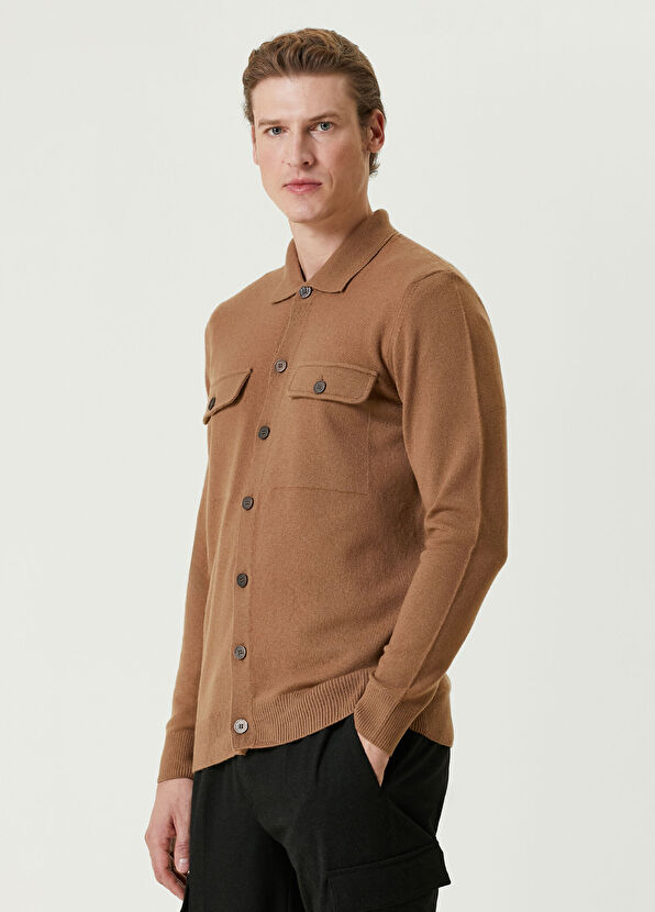 Beymen Collection Kamel Yün Triko Gömlek - 4