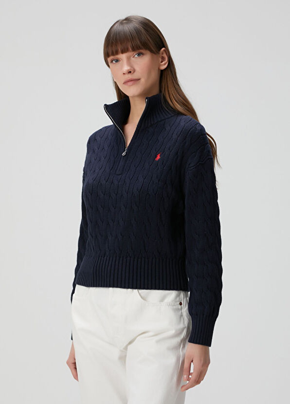 Lacivert Saç Örgü Kazak - Görsel 3