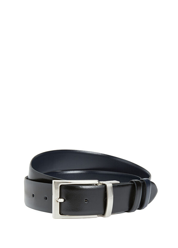 Beymen Club Black Navy Blue Men's Leather Belt - 1