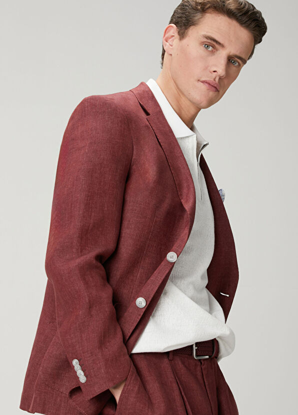 Beymen Club Plum Linen Jacket - 2