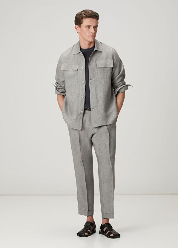 Beymen Club Gri Keten Dış Gömlek - 3