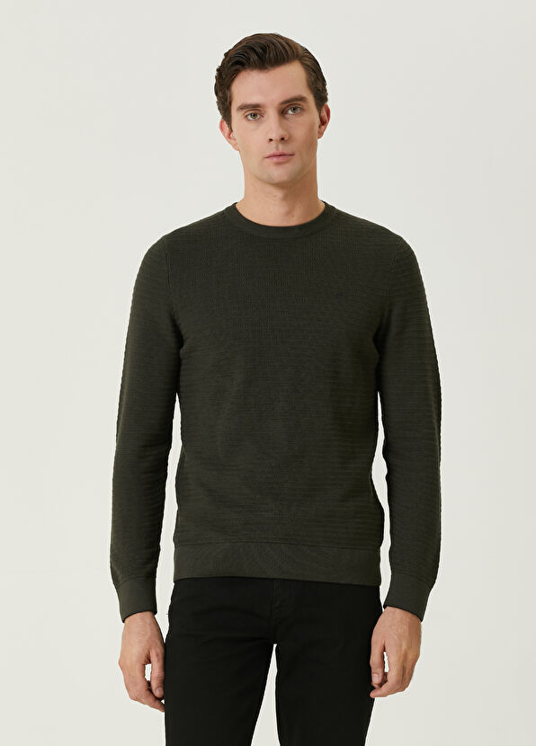 Beymen Club Haki Örgü Dokulu Logolu Kazak - 1