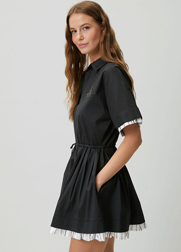 Beymen Club Siyah Taş Logolu Mini Gömlek Elbise - 2