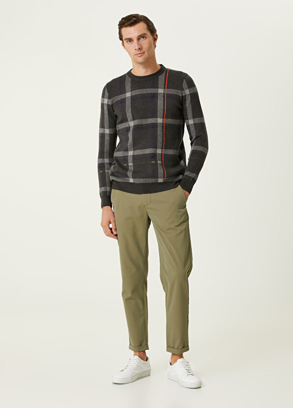 Beymen Club Gri Melanj Ekose Desenli Kazak - 3