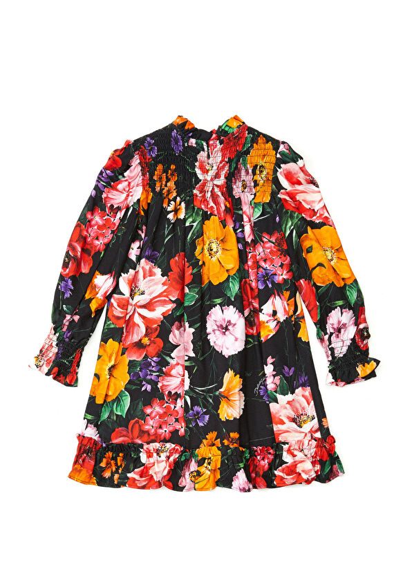 Dolce&Gabbana Çok Renkli Gül Desenli Kız Çocuk Elbise - 2