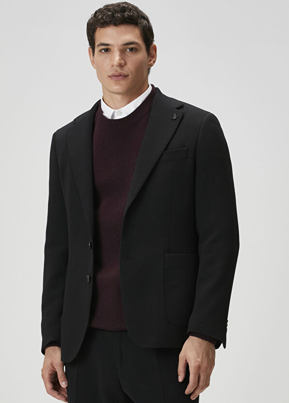 Beymen Club Black Crinckle Textured Wool Jacket - 2