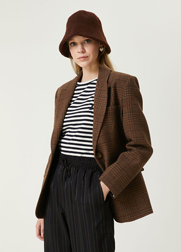 Beymen Club Kahverengi Ekoseli Yün Ceket - 4