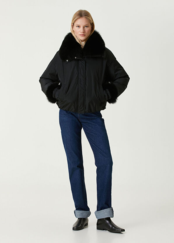 Yves Salomon Siyah Eldiven Detaylı Mont - 2