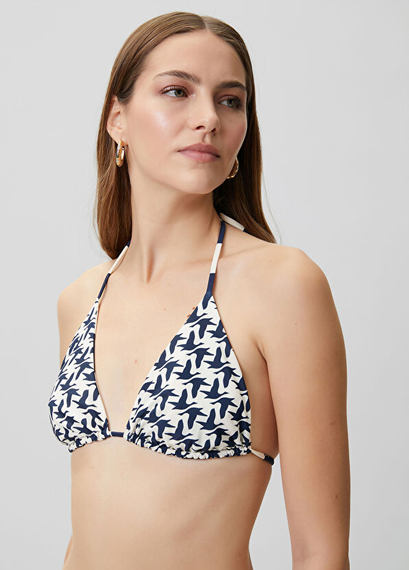 Beymen Club Navy Blue White Reversible Bikini Top - 4