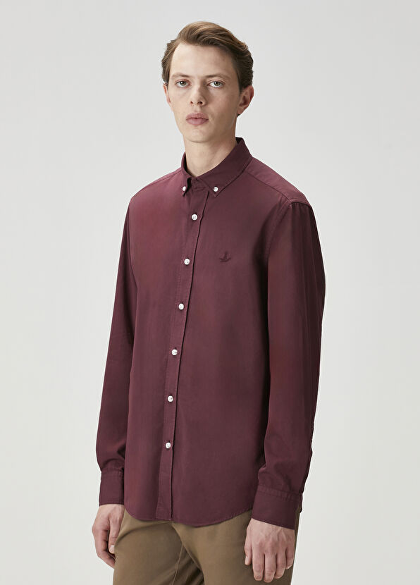 Beymen Club Comfort Fit Plum Gabardine Texture Shirt - 4
