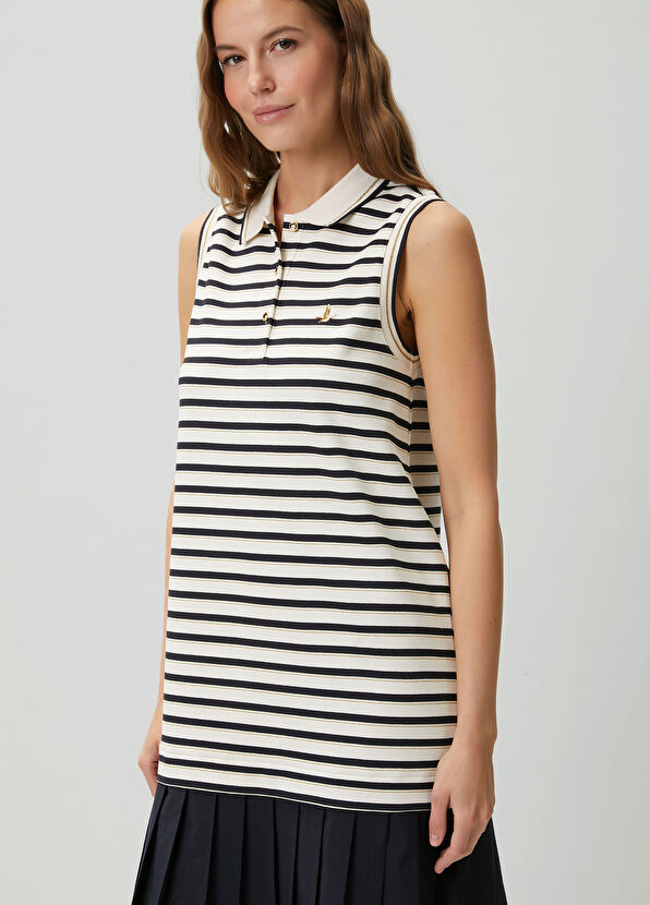 Beymen Club Lacivert Beyaz Çizgili Pileli Mini Polo Elbise - 3
