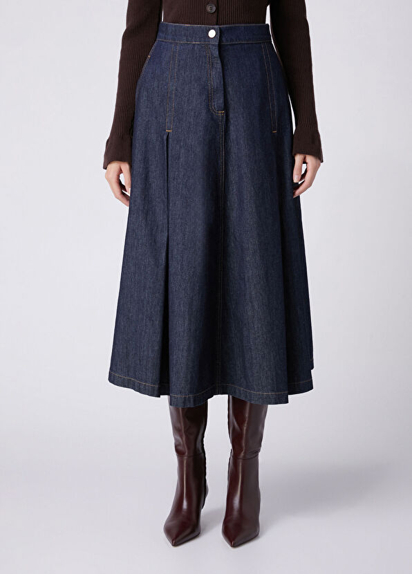 Beymen Club Indigo Midi Denim Skirt - 2