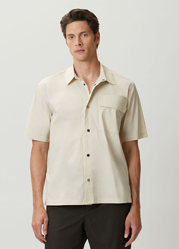 Beymen Club Beige Pockets Short Sleeve Oversize Shirt - 1
