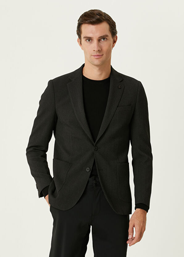 Beymen Club Anthracite Herringbone Textured Jacket - 1