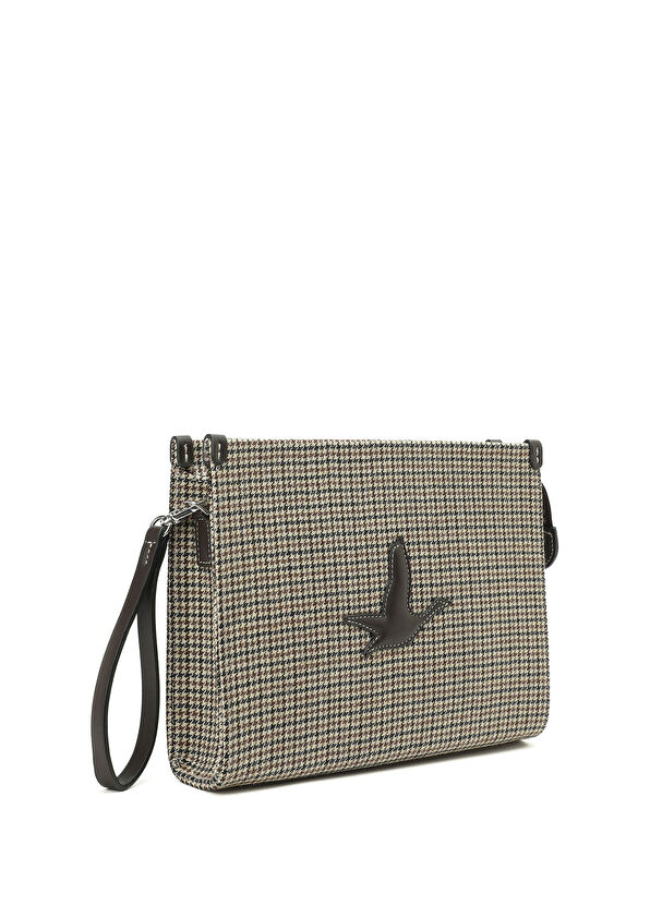 Beymen Club Beige Houndstooth Pattern Women's Hand Clutch - 2