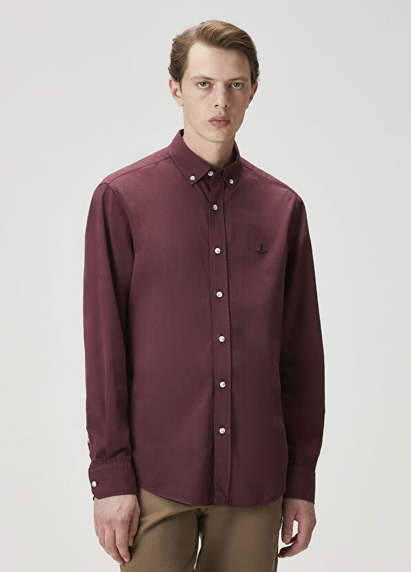 Beymen Club Comfort Fit Plum Gabardine Texture Shirt - 3