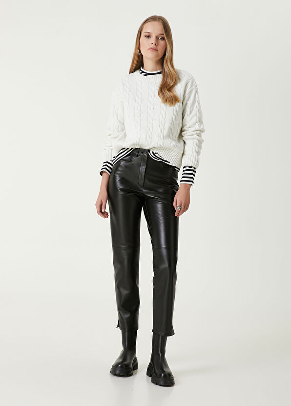 Beymen Club Straight Fit Siyah Deri Pantolon - 1