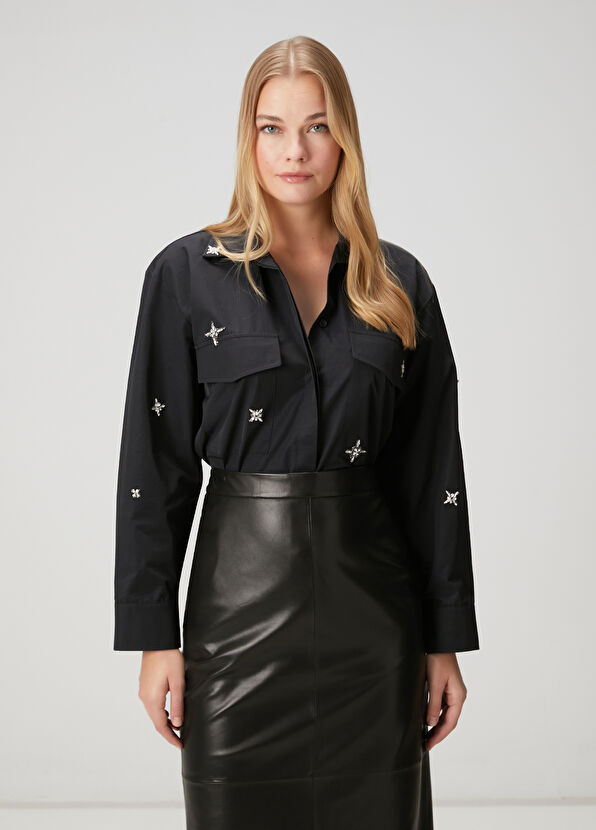 Beymen Club Siyah İşlemeli Dış Gömlek - 1