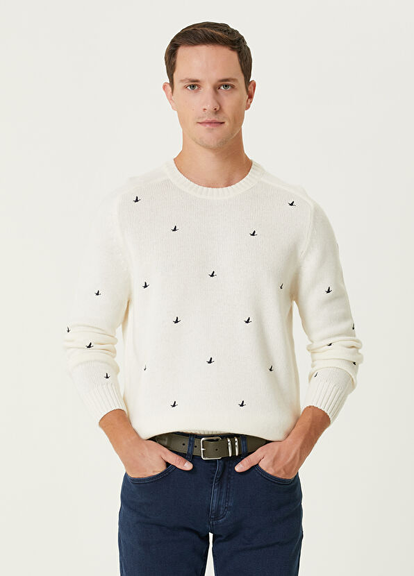 Beymen Club Beyaz Logolu Yün Kazak - 1