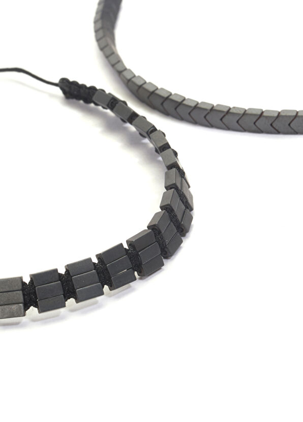 Beymen Club Black Gray Stones 2 Pieces Men's Bracelet - 3