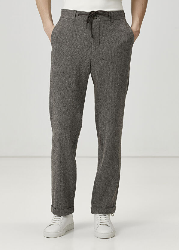 Beymen Club Vizon Beli Kordonlu Crinkle Dokulu Yün Pantolon - 2