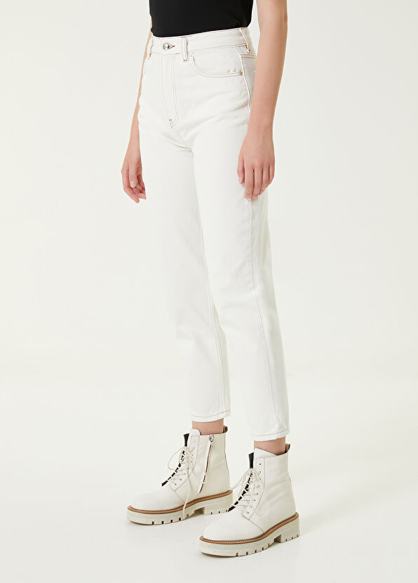 Beymen Club Ekru Klasik Mom Fit Jean Pantolon - 3