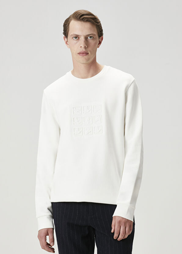 Beymen Club Beyaz Kaz Baskılı Sweatshirt - 1