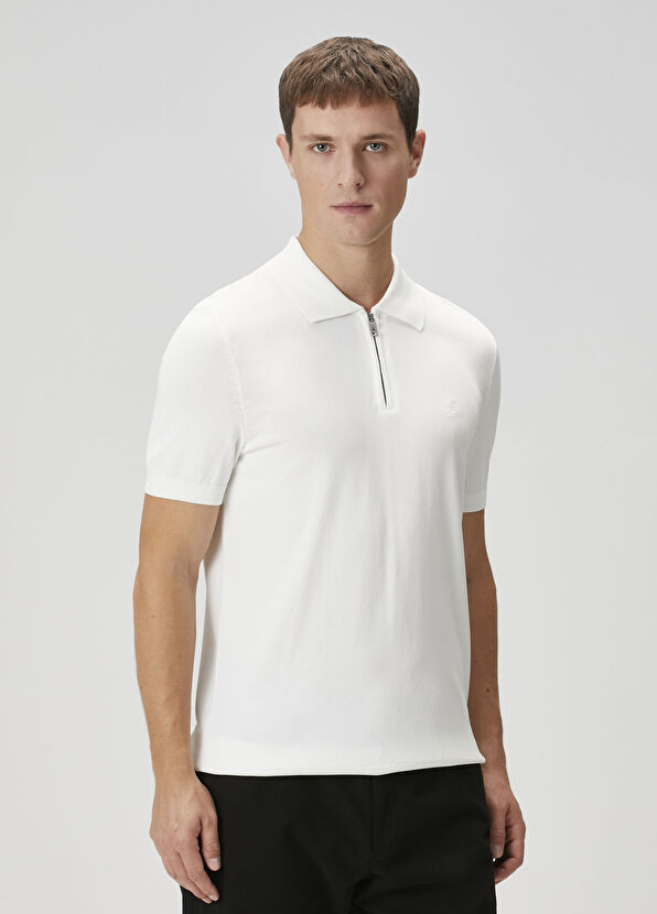 Beymen Club Beyaz Polo Yaka Kısa Kollu Triko - 1