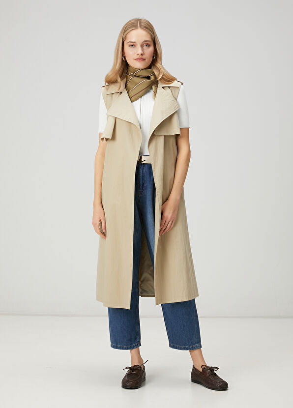 Beymen Club Beige Technical Fabric Long Vest - 1