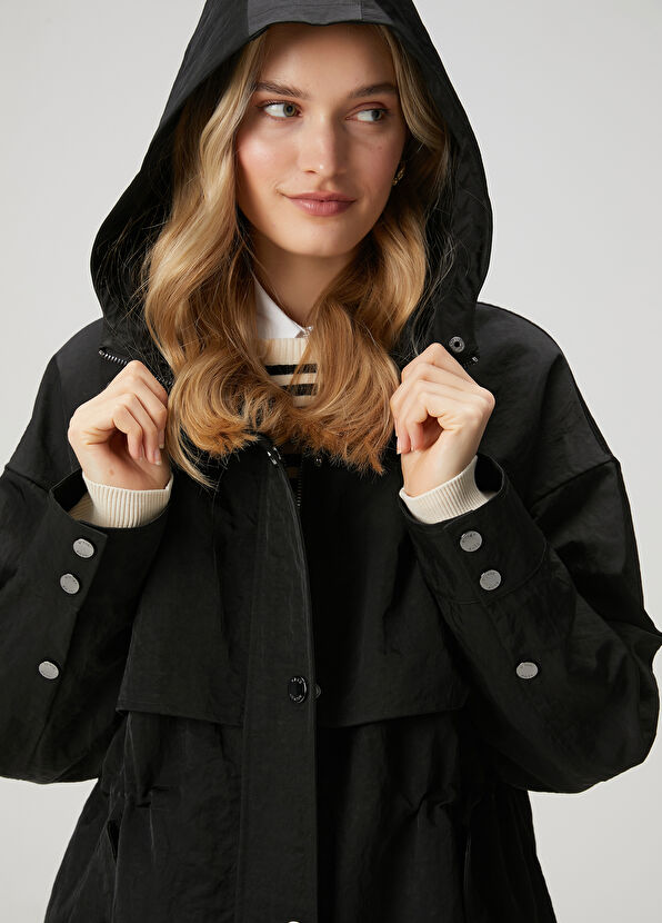 Beymen Club Siyah Kapüşonlu Mont - 2