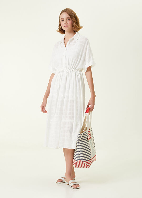 Beymen Club Kırık Beyaz Midi Gömlek Elbise - 3