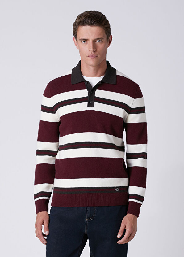 Beymen Club Mürdüm Polo Yaka Colorblocked Yün Triko - 2