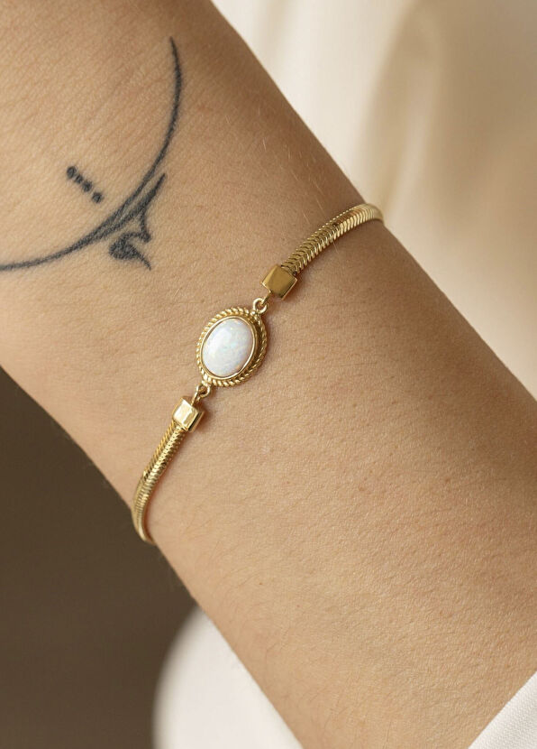 Lovely İtalyan Opal 14 Ayar Kadın Altın Bileklik - Görsel 3