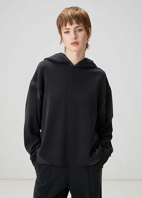 Beymen Club Siyah Kapüşonlu Sweatshirt - 1