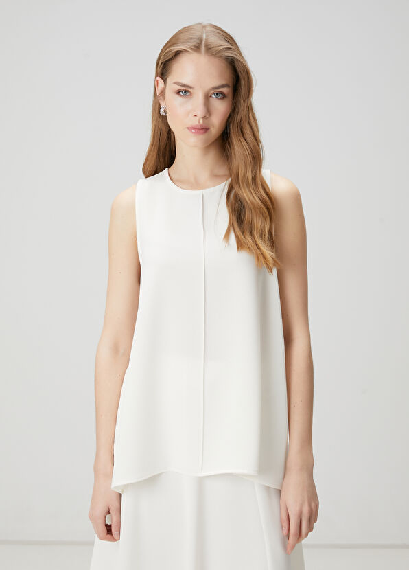 Beymen Club Kırık Beyaz Dökümlü Krep Bluz - 1